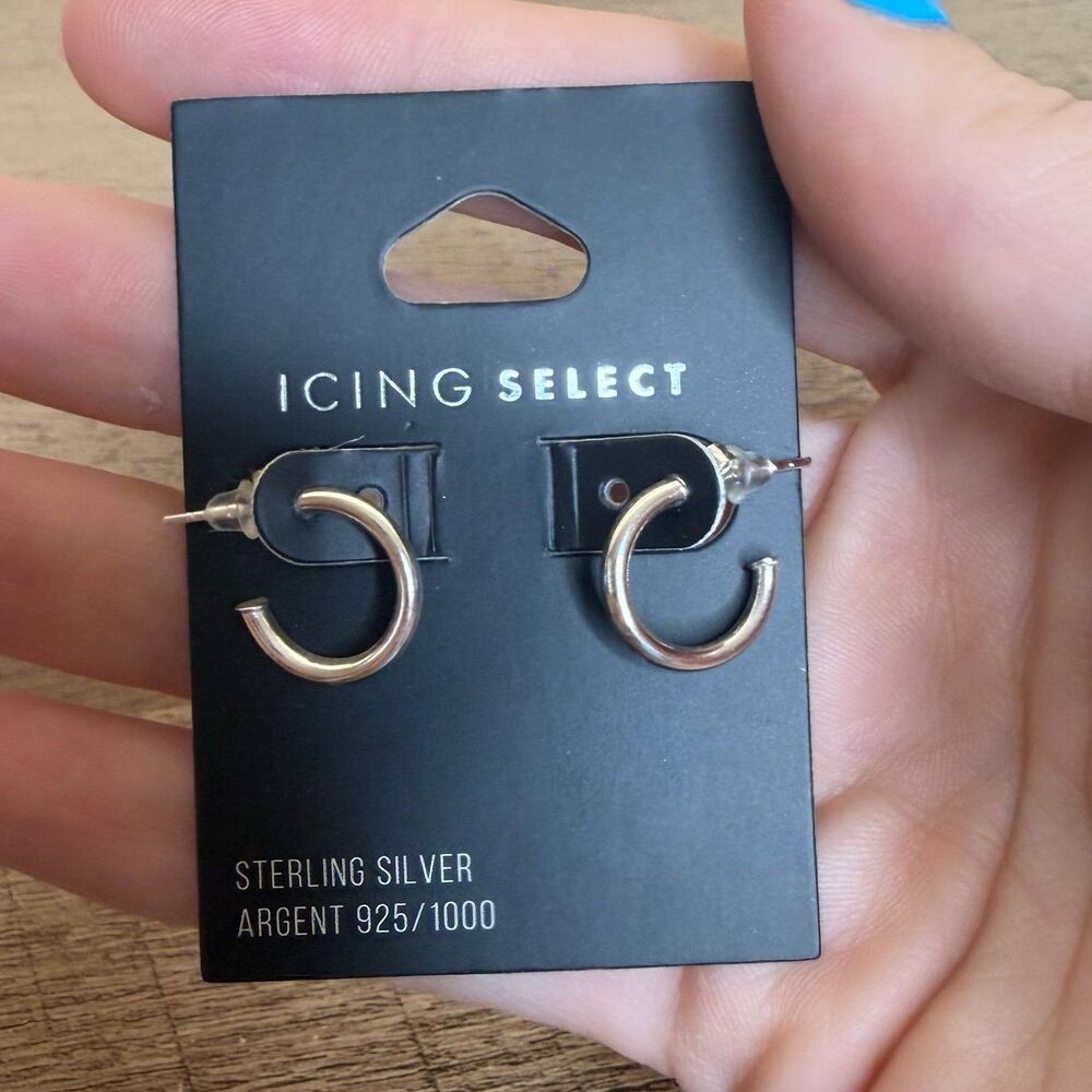 Icing select small sterling silver hoop earrings 925